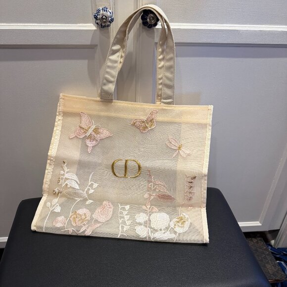 Christian Dior Beauty Butterflies parfums Makeup VIP Gift Mesh Large Tote Bag ⭐ - Picture 1 of 4